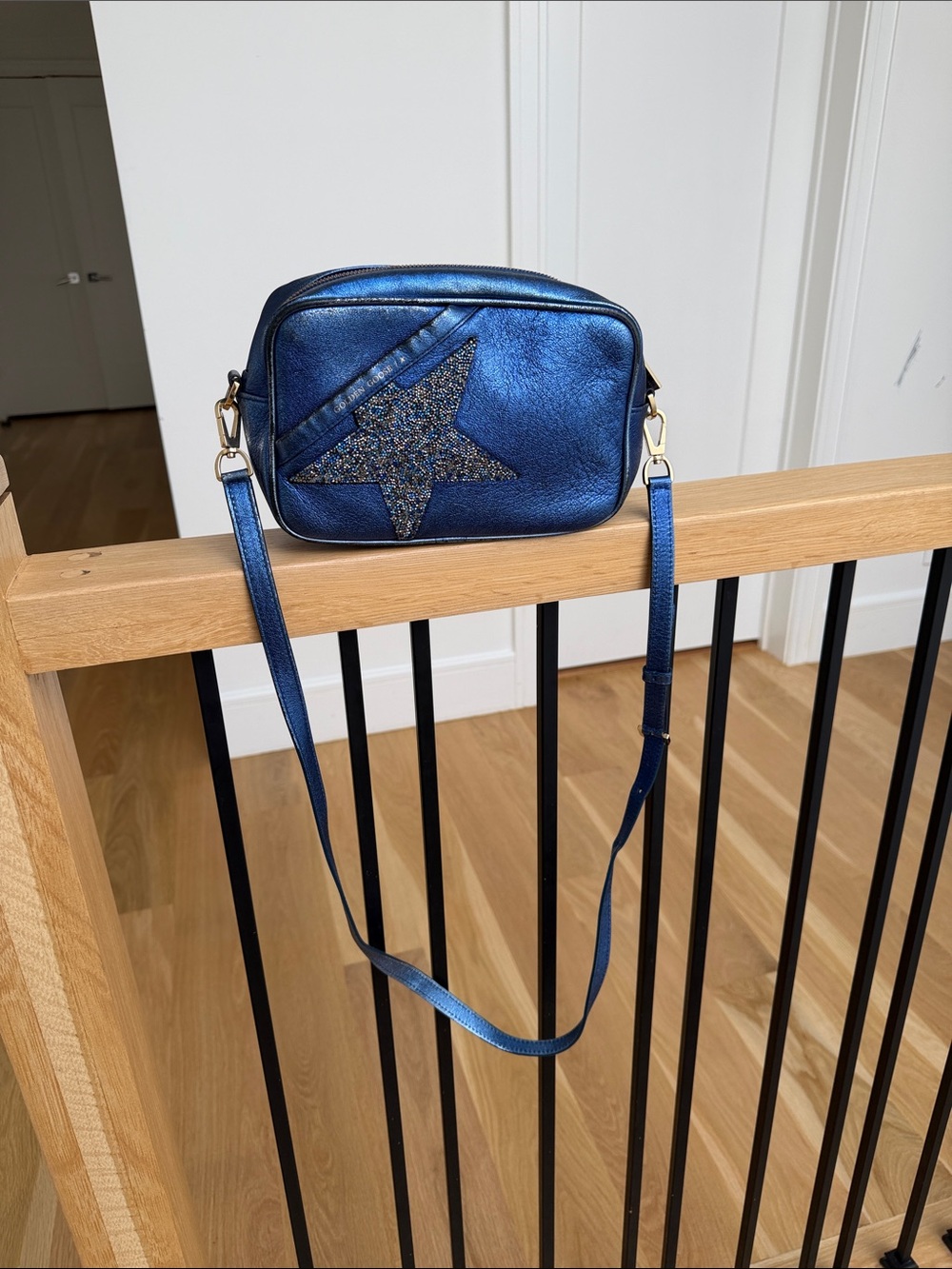 Golden Goose Metallic Blue Star Crossbody Bag